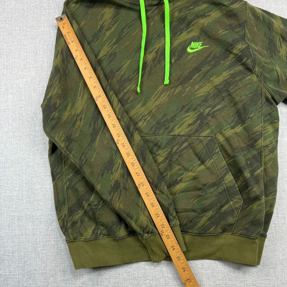 Nike Sportswear Club Fleece Tiger Camo Hoodie Sweatshirt Men M Olive Green Volt - Picture 7 of 10